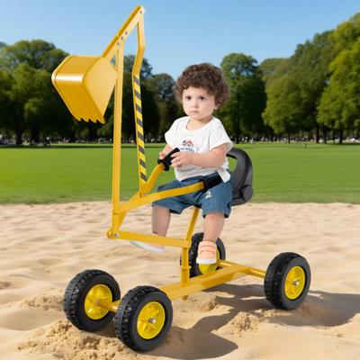 Zitbagger 360° Draaibaar Bagger om op te Zitten Metaal met Schep & Wielen Bagger zandbak Geel