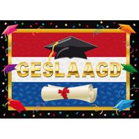 Deurposter Geslaagd - 59 x 42 cm - Nederlandse vlag - diploma uitreiking - examenfeest