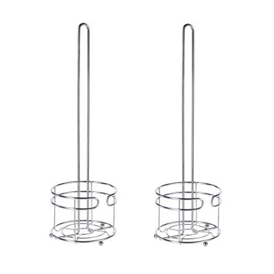 Staande toiletrolhouder - Set van 2x stuks - voor 4 rollen - zilver - 52 cm - metaal - wc rolhouder