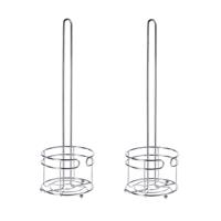 Staande toiletrolhouder - Set van 2x stuks - voor 4 rollen - zilver - 52 cm - metaal - wc rolhouder