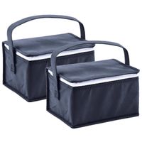 Set van 2x stuks kleine koeltassen voor lunch blauw 20 x 14 x 13 cm 3.5 liter