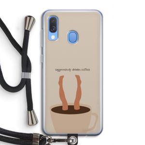 Aggressively drinks coffee: Samsung Galaxy A40 Transparant Hoesje met koord