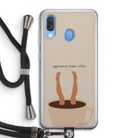 Aggressively drinks coffee: Samsung Galaxy A40 Transparant Hoesje met koord Aggressively drinks coffee: Samsung Galaxy A40 Transparant Hoesje met koord