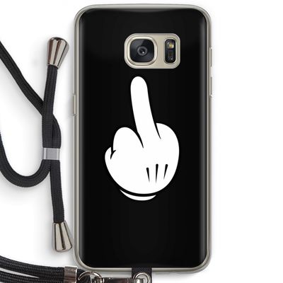Middle finger black: Samsung Galaxy S7 Transparant Hoesje met koord