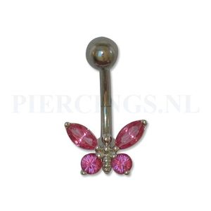 Navelpiercing vlinder roze