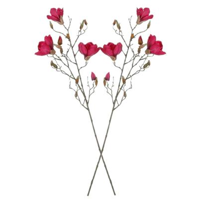 Mica Decorations Kunstbloemen Magnolia takken - 2x - 88 cm - roze - Kunst zijde - Boeket - stelen