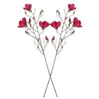 Mica Decorations Kunstbloemen Magnolia takken - 2x - 88 cm - roze - Kunst zijde - Boeket - stelen