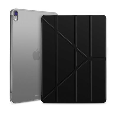Multi-folding Shockproof TPU Protective Case for iPad Pro 12.9 inch (2018) with Holder & Sleep / Wake-up Function(Black)