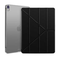 Multi-folding Shockproof TPU Protective Case for iPad Pro 12.9 inch (2018) with Holder & Sleep / Wake-up Function(Black)