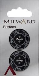 Milward Knoop Zwart Met Bloemdetail 25mm (2 stuks)