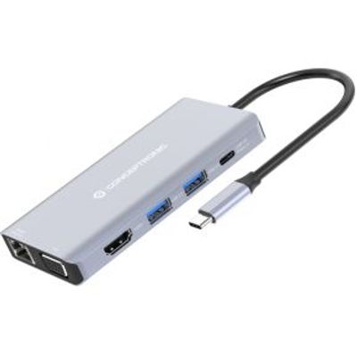 Conceptronic DONN20G notebook dock & poortreplicator Bedraad USB 3.2 Gen 1 (3.1 Gen 1) Type-C Grijs