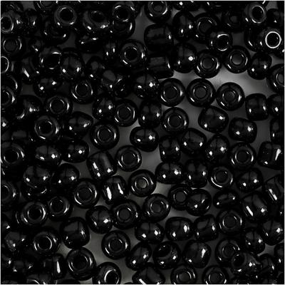 Creativ Company Rocailles, d 4 mm, afm 6/0, gatgrootte 0,9-1,2 mm, zwart, 25 gr/ 1 doos Creativ Company Rocailles, d 4 mm, afm 6/0, gatgrootte 0,9-1,2 mm, zwart, 25 gr/ 1 doos