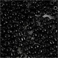 Creativ Company Rocailles, d 4 mm, afm 6/0, gatgrootte 0,9-1,2 mm, zwart, 25 gr/ 1 doos Creativ Company Rocailles, d 4 mm, afm 6/0, gatgrootte 0,9-1,2 mm, zwart, 25 gr/ 1 doos