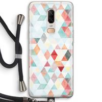 Gekleurde driehoekjes pastel: OnePlus 6 Transparant Hoesje met koord