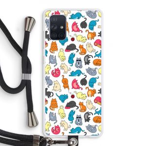 Kleurrijke katten: Samsung Galaxy A71 Transparant Hoesje met koord