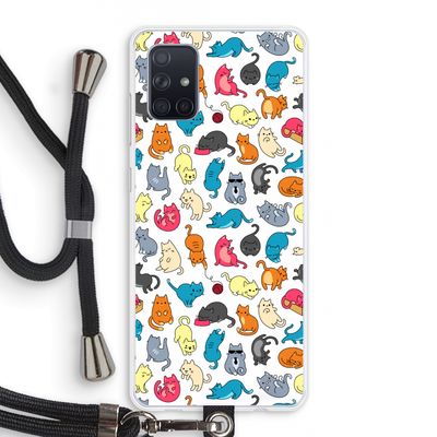 Kleurrijke katten: Samsung Galaxy A71 Transparant Hoesje met koord