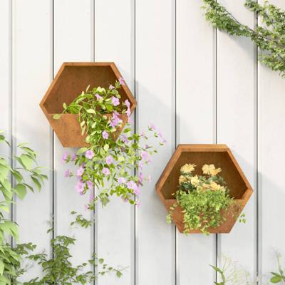 VidaXL Plantenbakken wandmontage 2 st 30x10x25 cm cortenstaal roestig