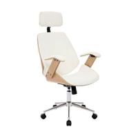 sweeek - Bureaustoel met wielen, gebogen hout en kunstleren afwerking sweeek - Bureaustoel met wielen, gebogen hout en kunstleren afwerking