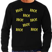 Foute Kersttrui/sweater voor heren - hohohohoho - zwart - glitter geel - Kerstfeest