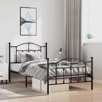 Bedframe met hoofd- en voeteneinde metaal zwart 100x200 cm