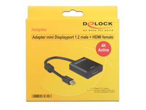 Delock 62611 DisplayPort-kabel Mini-displayport / HDMI Adapterkabel Mini DisplayPort-stekker, HDMI-A-bus 0.20 m Zwart Vergulde steekcontacten