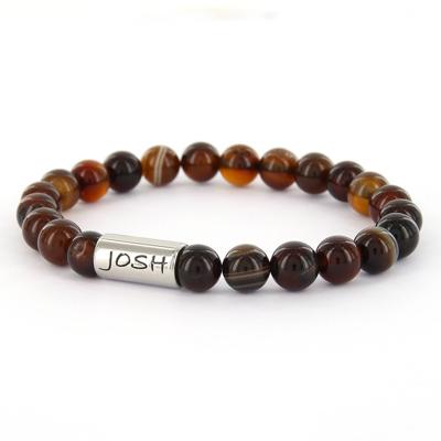 JOSH Heren Armband met Natuursteen Koffie | 09313-BRA