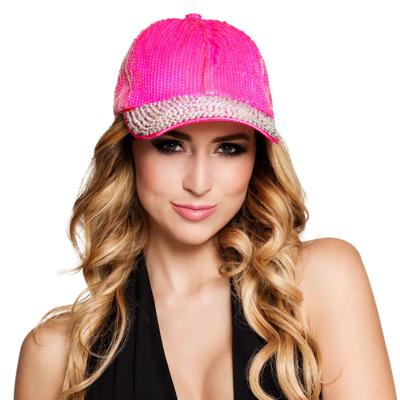Roze pet met strass-steentjes en pailletten