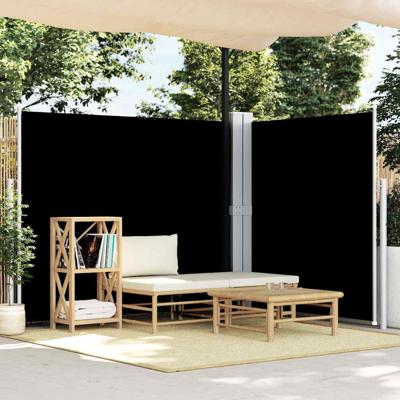 Windscherm uittrekbaar 180x600 cm zwart