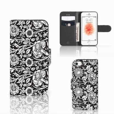 Apple iPhone 5 | 5s | SE Hoesje Black Flowers Apple iPhone 5 | 5s | SE Hoesje Black Flowers