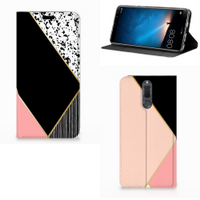 Huawei Mate 10 Lite Stand Case Zwart Roze Vormen - thumbnail