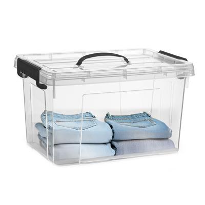 Opslagbox met deksel - transparant grijs - 18.5 liter - 42 x 30 x 24 cm - kunststof