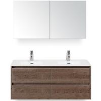 Dante Badmeubelset 120 cm - 4 Laden Tabacco - Keramische Wastafel Wit Cover met Spiegelkast
