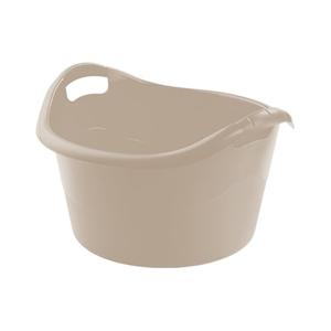 Grote teil/afwasbak/kuip - kunststof - rond - handvatten - 45 x 27 cm - 18 liter - beige