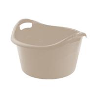 Grote teil/afwasbak/kuip - kunststof - rond - handvatten - 45 x 27 cm - 18 liter - beige