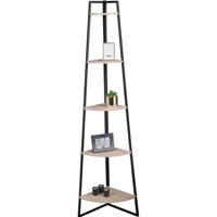 Hoekkast met 4 planken - hout / zwart - 179 x 36,5 cm - opbergkast - wandkast