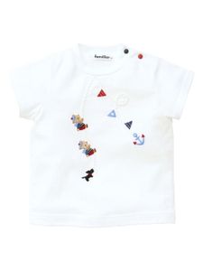 familiar t-shirt en coton à broderies - Blanc