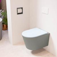 MONDIAZ LAVIE hangend toilet single fire rimless diepspoel Smoke, Toiletzitting met quick-release & softclose Clay
