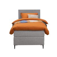 Leen Bakker - Boxspring Liv Egaal - Licht - 90x200 Cm - Slanke Poot - Stof - Grijs