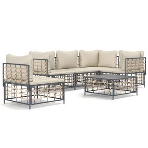 The Living Store Hoekbank Antraciet Poly Rattan - 72x72x66cm - Weerbestendig en Comfortabel