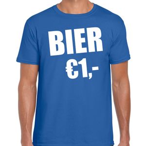 Fun t-shirt bier 1 euro blauw voor heren