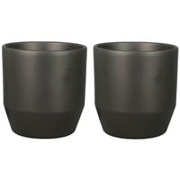 Set van 2x plantenpot/bloempot keramiek mat antraciet - D15.5/H14.8 cm - thumbnail