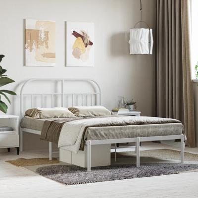 Bedframe met hoofdbord metaal wit 120x200 cm