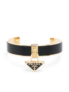 Prada bracelet manchette à breloque logo - Noir