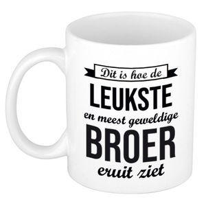 Leukste en meest geweldige broer cadeau mok / beker wit 300 ml - feest mokken