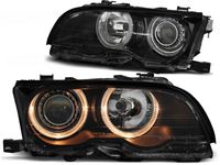 Tuning-Tec Koplampen dual halo rims BMW E46 09 01-03 03 COUPE CABRIO ANGEL EYES ZWART - thumbnail