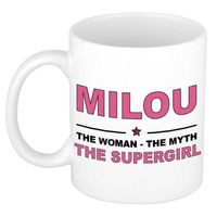 Naam cadeau mok/ beker Milou The woman, The myth the supergirl 300 ml - Naam mokken - thumbnail