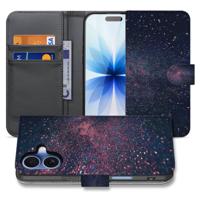 Book Case iPhone 17 Paars Blauw Glitter Sterren