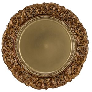 1x Ronde kaarsenborden/onderborden goud kunststof D36 cm