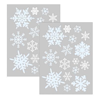Kerst raamstickers sneeuwvlokken - 2x - vel van 34 x 28 cm - raamdecoratie