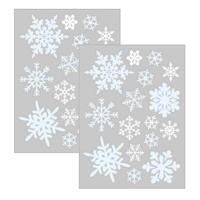 Kerst raamstickers sneeuwvlokken - 2x - vel van 34 x 28 cm - raamdecoratie